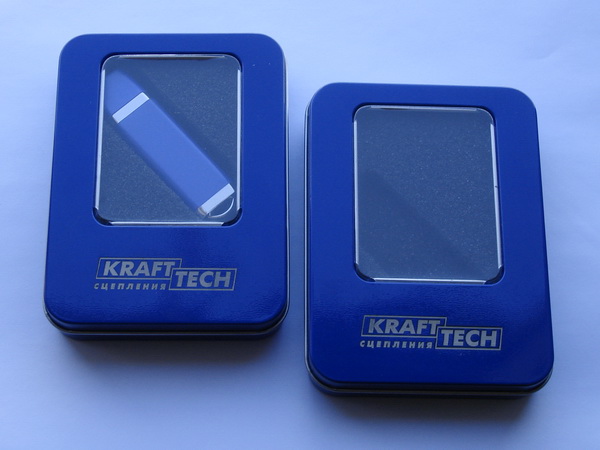 Синие флешки с логотипом Kraft Tech