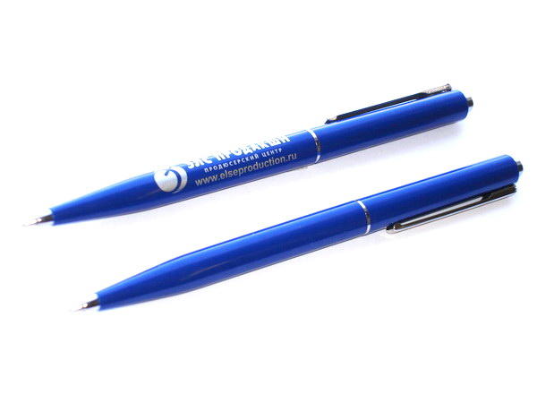 Синие промо ручки Senator Point с логотипом компании
