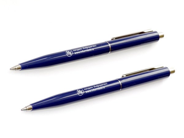 Синие ручки Senator Point к 23 февраля и 8 Марта с логотипом фирмы