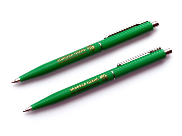 Зеленые ручки с логотипом для выставки