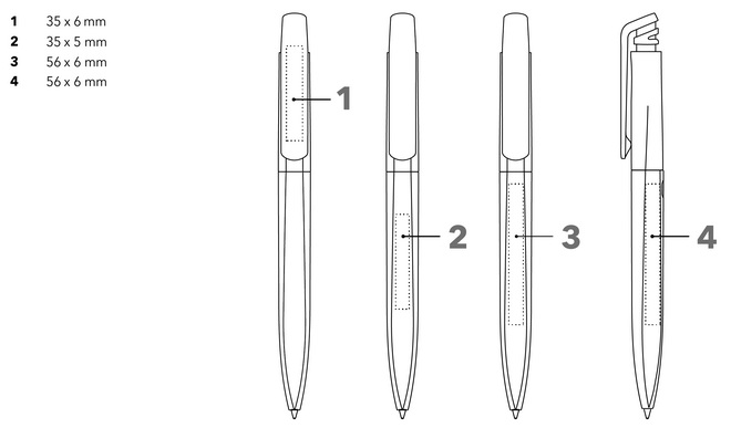 Места для нанесения логотипа на шариковые ручки Senator Kantaro Matt